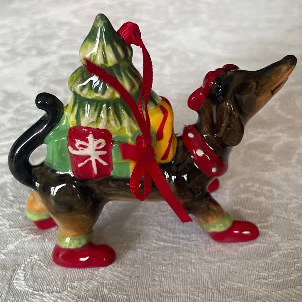 Festive spectrum mug and blue sky clay works Dachshund Mug and Ornament Set - Picture 3 of 16